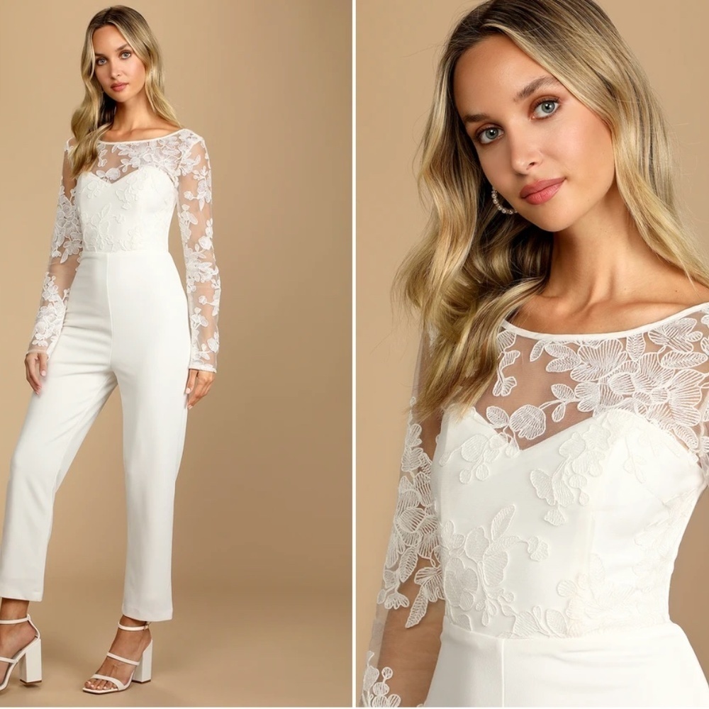 LULU's Wedding Bridal Shower Engagement Bachelorette Floral Bustier Jumpsuit